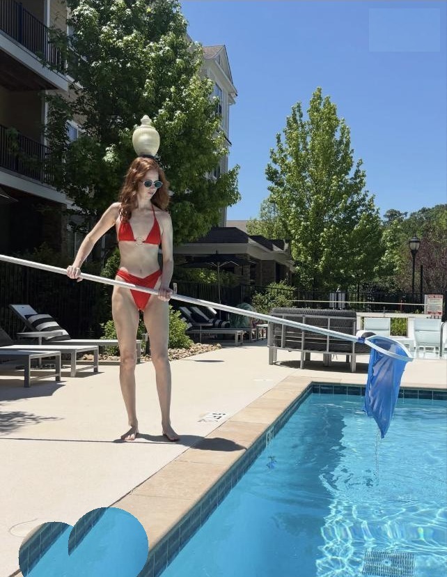 Kate Broderick by a pool in Asheville, North Carolina.